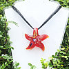 Starfish Millefiori Glass Pendant Silk Ribbon Necklaces FS-WG7586D-08-1