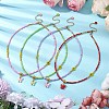 Glass Seed Beads & Flower Handmade Lampwork Beaded Necklaces NJEW-MZ00065-1