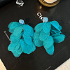 Alloy Polyester Flower Tassel Stud Earrings FS-WG690F4-06-1