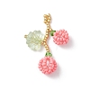Glass Seed Beaded Berries & Leaf Pendants PALLOY-MZ01114-02-1