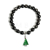 Christmas Theme Natural Obsidian Stretch Bracelets PW-WG9CD6F-10-1