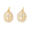 Rack Plating Brass Micro Pave Clear Cubic Zirconia Charms ZIRC-I057-17G-1