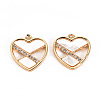 Brass Micro Pave Clear Cubic Zirconia Charms KK-S360-109-NF-1