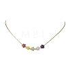 Natural & Synthetic Mixed Gemstone Beaded Pendant 304 Stainless Steel Boston Link Chain Necklaces NJEW-JN06419-01-3