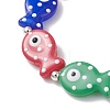 Handmade Lampwork Enamel Fish Beaded Stretch Bracelets for Women Men BJEW-TA00685-4