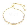 Rectangle Brass Micro Pave Cubic Zirconia Slider Bracelets KK-A305-02G-01-5
