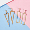 2 Pairs 2 Style 316 Surgical Stainless Steel Hollow Out Triangle & Rectangle Dangle Stud Earrings EJEW-AN0001-86-7