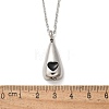 304 Stainless Steel Black Enamel Heart Teardrop Keepsake Ashes Memorial Necklaces NJEW-P326-06P-5