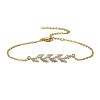 Leaf Brass Pave Clear Cubic Zirconia Link Bracelets WGDCC8C-01-2
