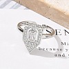 Brass Micro Pave Clear Cubic Zirconia Cuff Finger Rings for Women RJEW-U033-10P-2