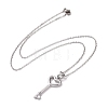 304 Stainless Steel Heart Skeleton Key Pendant Necklace for Women STAS-E154-17P-2