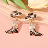 Cowboy Hat with Boot Alloy Enamel Dangle Stud Earrings FS-WG1DB7D-04-1