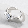 Brass Micro Pave Cubic Zirconia Cuff Open Rings for Women RJEW-L343-14P-5