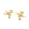 Bird Brass Micro Pave Clear Cubic Zirconia Stud Earrings EJEW-Z159-02G-4