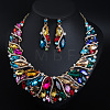 Alloy Rhinestone Pendant Necklaces & Teardrop Stud Dangle Earring Sets for Women WG99E9F-06-1