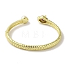 Brass Pave Colorful Cubic Zirconia Leopard Open Cuff Bangle for Women BJEW-K246-17G-3