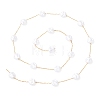 304 Stainless Steel & ABS Plastic Pearl Flat Round Bead Cable Chains CHS-G048-03G-3
