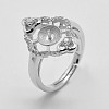 Anti-Tarnish Adjustable Rhodium Plated 925 Sterling Silver Ring Components STER-K038-091P-4