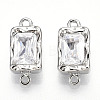 Brass Micro Pave Clear Cubic Zirconia Box Clasps KK-P291-30P-1