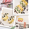 4 Pairs Rectangle with Tartan Pattern Alloy Enamel Hoop Earrings EJEW-SC0002-26B-7