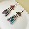 Bohemian Alloy Enamel & Wood & Resin Tassel Chandelier Earrings for Women WGE613F-02-1