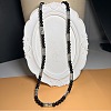 Vintage Frosted 6MM Natural Black Onyx(Dyed & Heated) Round Beaded Necklaces with Alloy Tube for Men KE3601-6