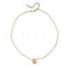 Brass Enamel Pink Rocking Horse Pendant Natural Cultured Freshwater Pearl Beaded Necklaces for Women NJEW-JN06163-3