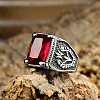 316L Stainless Steel & Cubic Zirconia Men's Vintage Carved Finger Rings FS-WG82D33-05-1