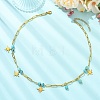 304 Stainless Steel Paperclip Chain Star Pendant Necklaces with Natural Hemimorphite Beads for Women NJEW-JN06251-02-1