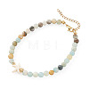 Ocean Dyed Synthetic Turquoise Starfish and Natural Flower Amazonite Round Beaded Anklets for Women AJEW-TA00061-2