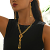 Vintage Alloy Hollow Teardrop Tassel Necklace & Earrings Sets for Women VM3749-4