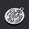 Non-Tarnish 201 Stainless Steel Etched Pendants STAS-N090-JN812-2