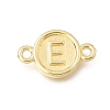 Brass Disc with Initial Links Connector Charms KK-E802-36G-E-1