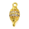 Brass Micro Pave Clear Cubic Zirconia Hollow Oval Connector Charms KK-A230-05A-G-1