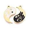 304 Stainless Steel Enamel Split Pendants STAS-T074-02G-2
