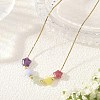 Natural & Synthetic Mixed Gemstone Beaded Pendant 304 Stainless Steel Boston Link Chain Necklaces NJEW-JN06419-01-1