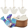20Pcs Unfinished Wood Pendant Decoration BIRD-CP0001-02-1