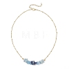 Natural Lapis Lazuli & Aquamarine Chip Beaded Pendant 304 Stainless Steel Satellite Chain Necklaces for Women NJEW-JN05608-2