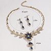 Flower Alloy Rhinestone Pendant Necklaces & Teardrop Stud Dangle Earrings Sets FS-WG19EE6-04-2