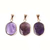Natural Amethyst Pendants G-N349-04C-G-1