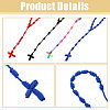 8Pcs 4 Colors Nylon Cross Pendant Rosary Bead Necklaces DOLL-CA0001-03-4