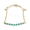 Adjustable Glass Beaded & Brass Chains Link Bracelet for Women BJEW-O187-12-2
