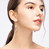 4 Pairs 4 Colors Glass Teardrop with Spiral Pattern Dangle Earring EJEW-FI0001-07-6
