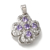 Rack Plating Brass Micro Pave Cubic Zirconia Pendant KK-H485-40P-02-1