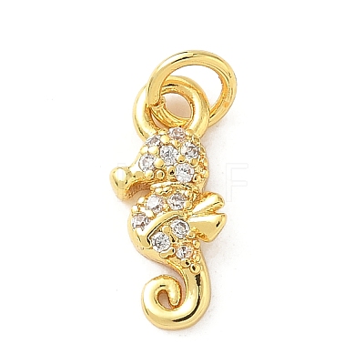 Brass Micro Pave Cubic Zirconia Charms KK-I381-07G-03-1