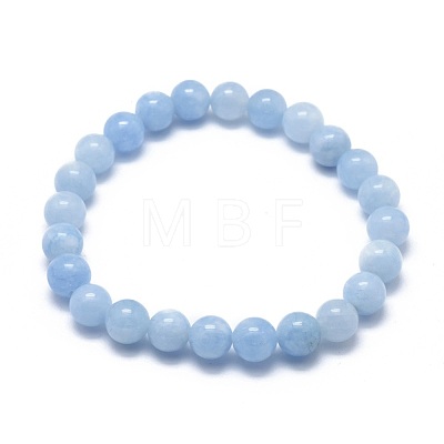 Natural & Dyed White Jade Bead Stretch Bracelets BJEW-K212-A-018-1