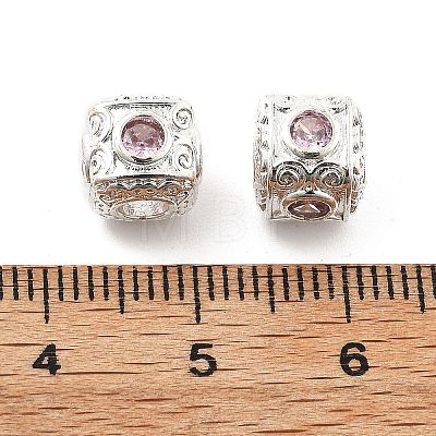 Brass Micro Pave Cubic Zirconia Beads KK-R216-17P-03-1