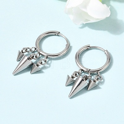 Cone 304 Stainless Steel Chandelier Earrings EJEW-L309-02C-P-1
