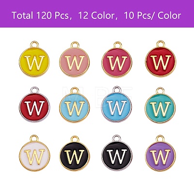 120Pcs 12 Colors Golden Plated Alloy Charms ENAM-SZ0001-64W-1