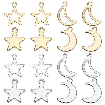 16Pcs 8 Styles 304 & 201 Stainless Steel Pendants STAS-LP0001-30-1